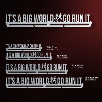 It's A Big World. Go Run It Medal Hanger Display-Medal Display-Victory Hangers®