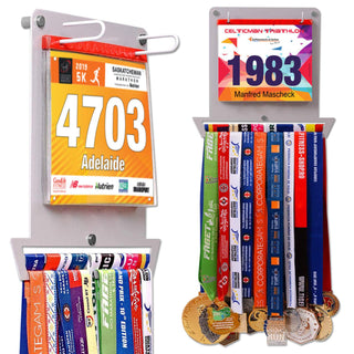 Race Bib Holder + Medal Hanger Display Rack V1 | Victory Hangers® Victory Medal Hangers®