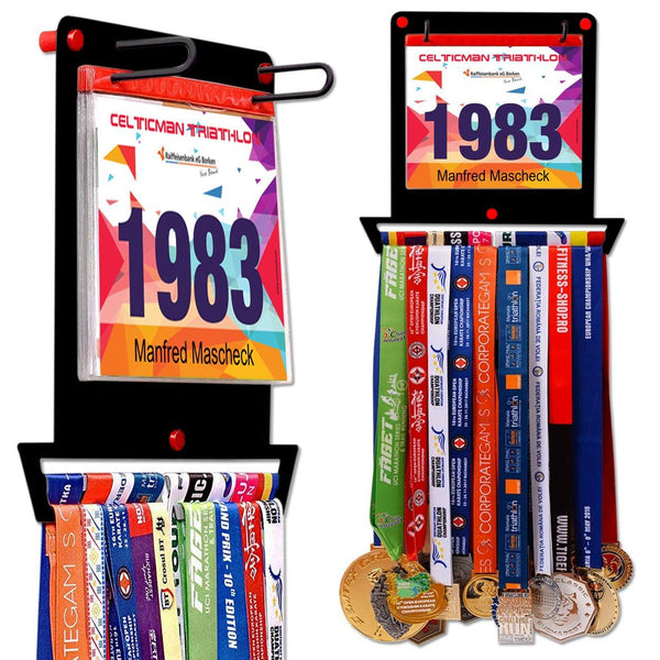 Race Bib Holder + Medal Hanger Display Rack V1 | Victory Hangers® Victory Medal Hangers®